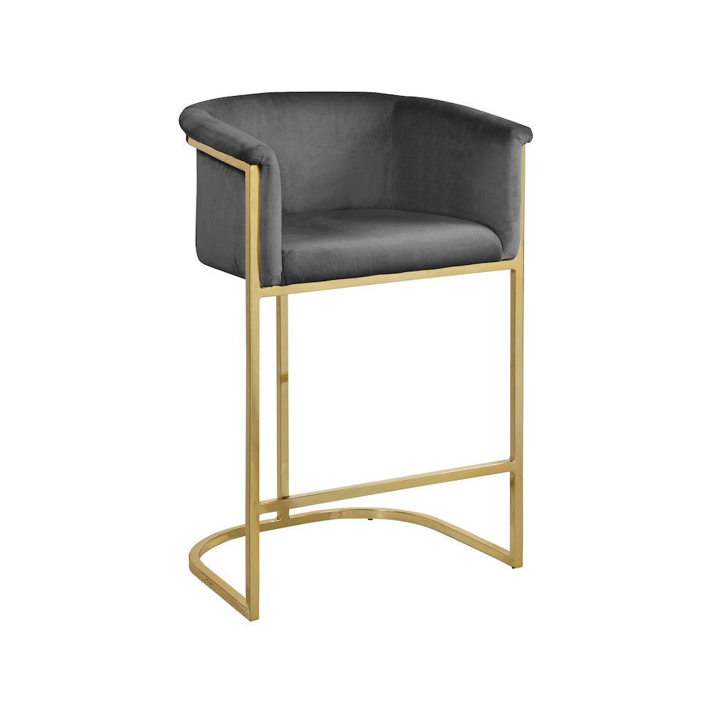 Donatella Grey Velvet Stool