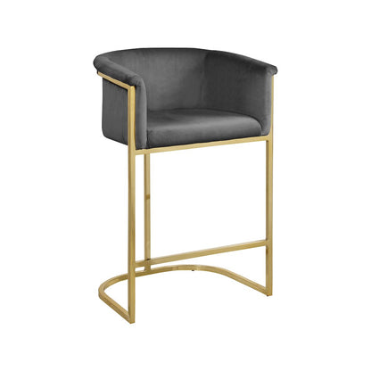 Donatella Grey Velvet Stool