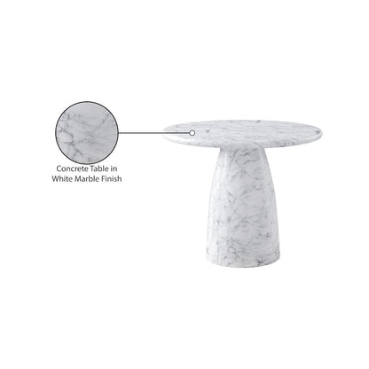 Cosenza White 36" Marble Finish Concrete Dining Table