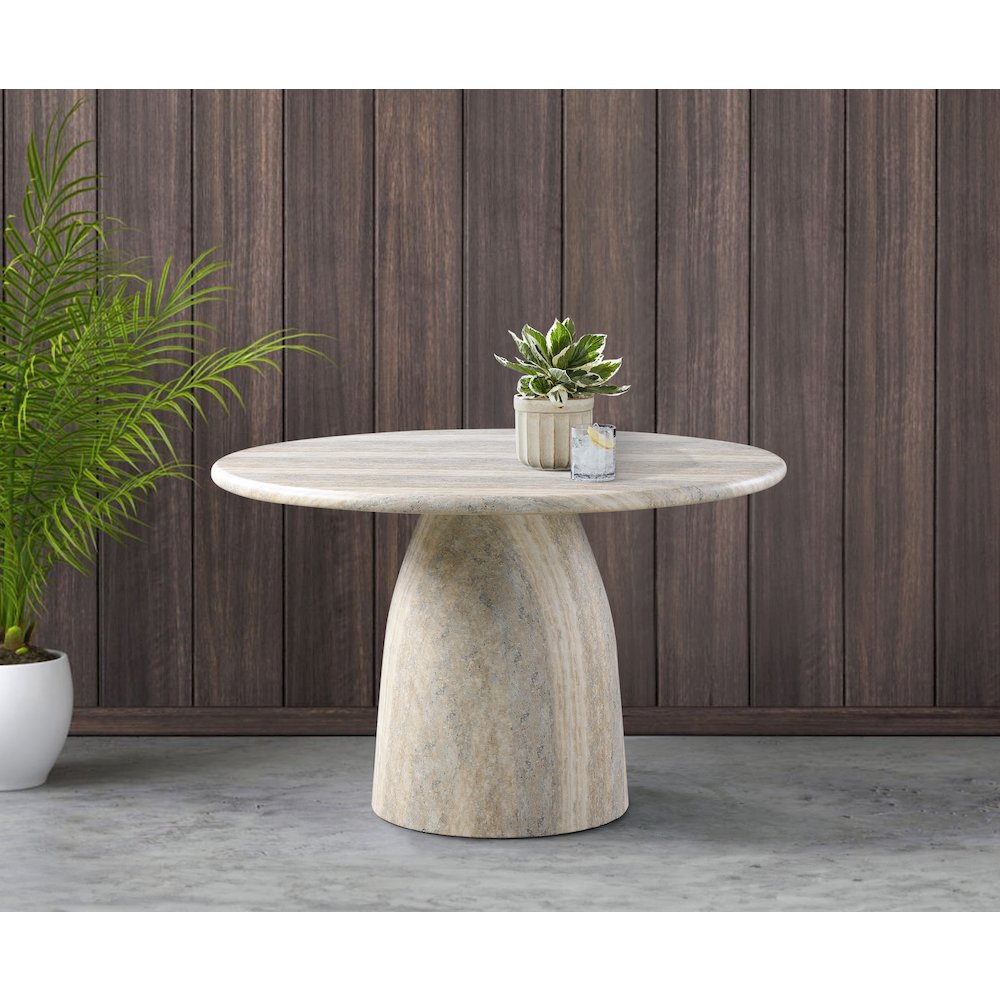 Cosenza Travertine 48.5" Travertine Finish Concrete Dining Table