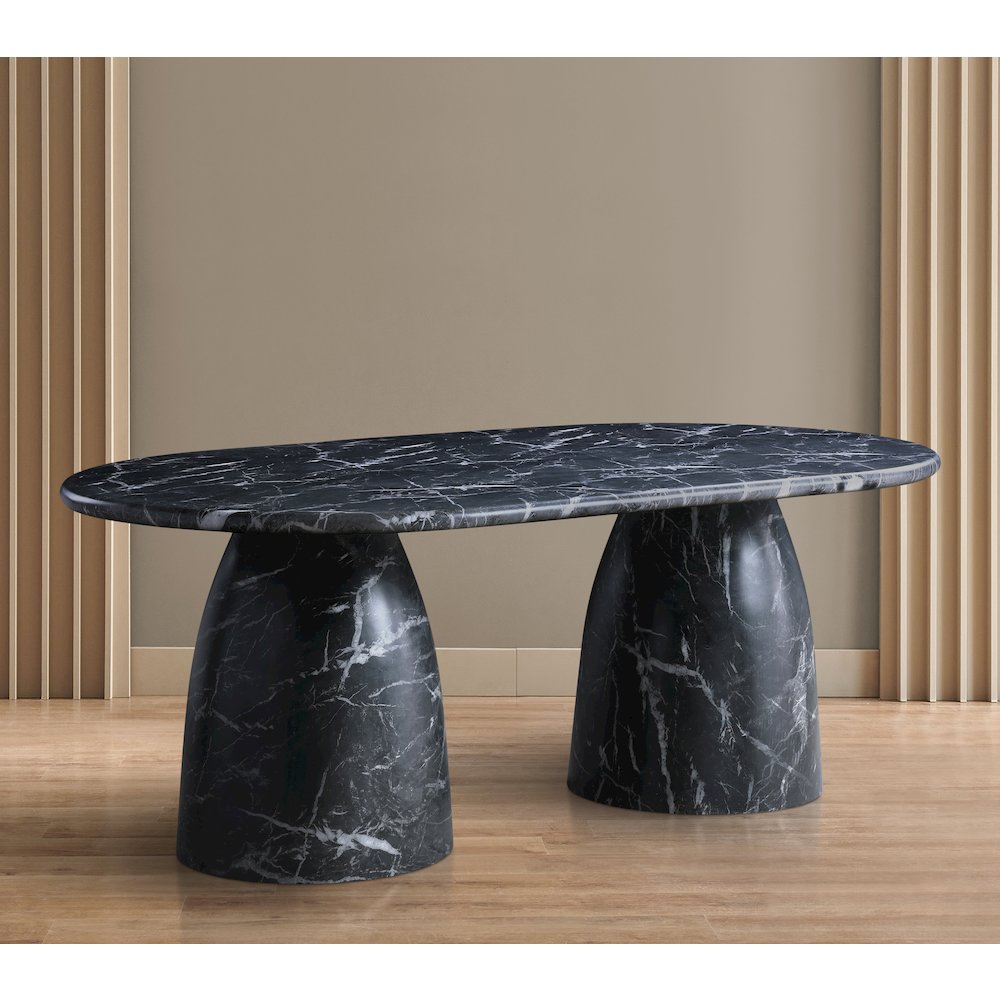 Cosenza Black 78" Marble Finish Concrete Dining Table