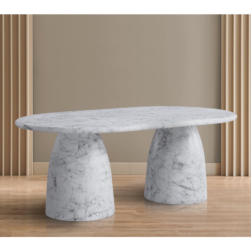 Cosenza White 78" Marble Finish Concrete Dining Table