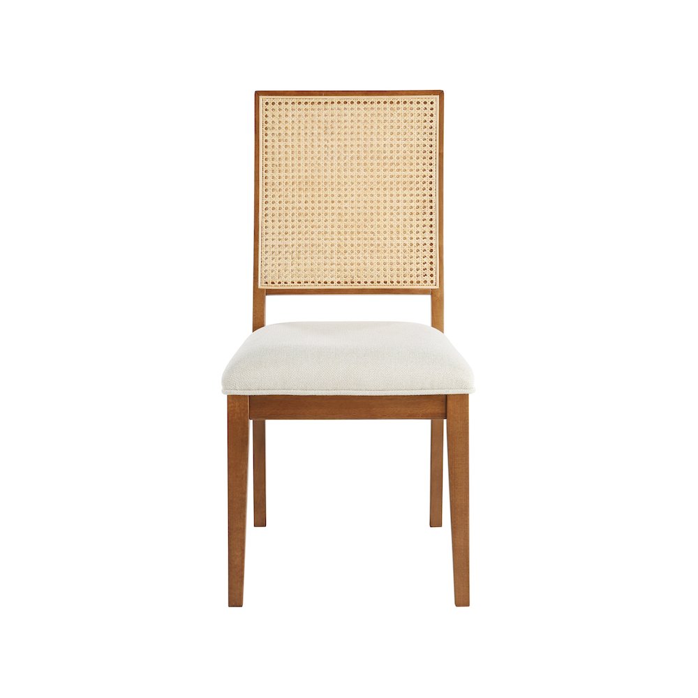 Butterfly Cream Linen Textured Fabric Dining Chair, Set of 2