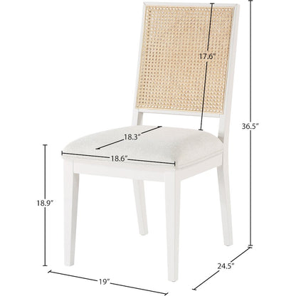 Butterfly Cream Linen Textured Fabric Dining Chair, Set of 2