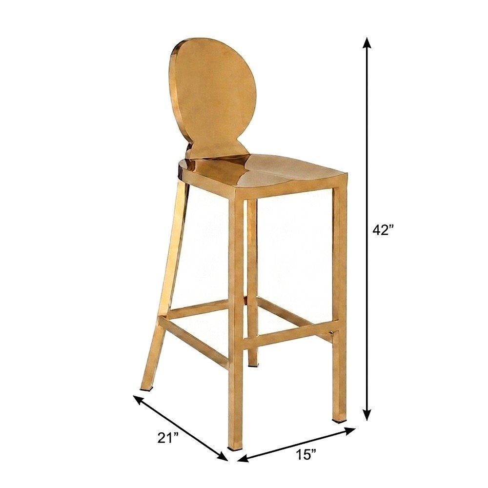 Stainless Steel Counter Stool with Back, Metal Barstool, Gold Stainless Steel