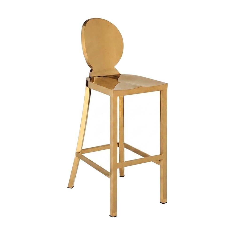 Stainless Steel Counter Stool with Back, Metal Barstool, Gold Stainless Steel