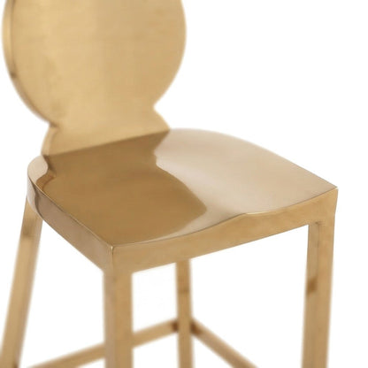 Stainless Steel Counter Stool with Back, Metal Barstool, Gold Stainless Steel