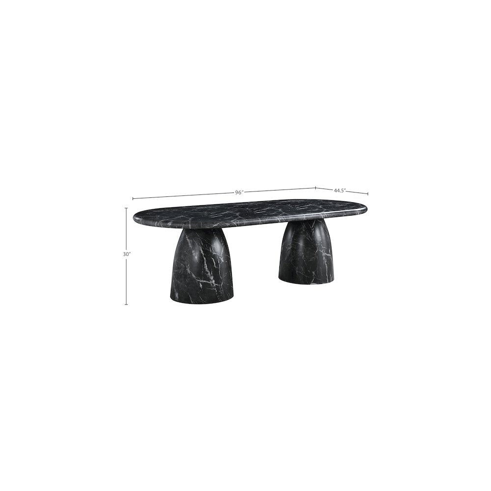 Cosenza Black 96" Marble Finish Concrete Dining Table