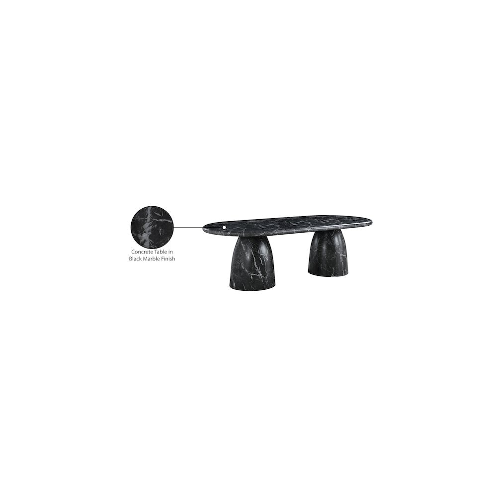 Cosenza Black 96" Marble Finish Concrete Dining Table