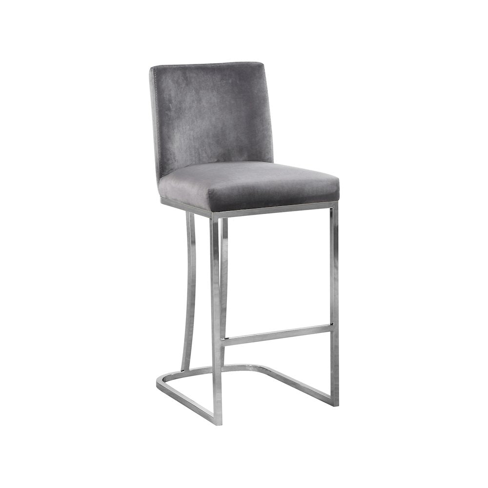 Heidi Grey Velvet Stool