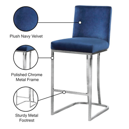 Heidi Navy Velvet Stool