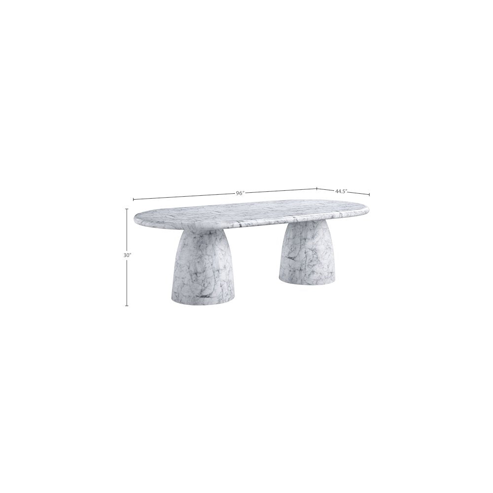 Cosenza White 96" Marble Finish Concrete Dining Table
