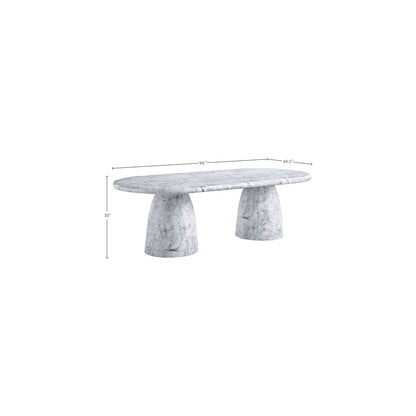 Cosenza White 96" Marble Finish Concrete Dining Table