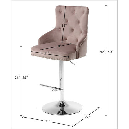 Claude Pink Velvet Adjustable Stool