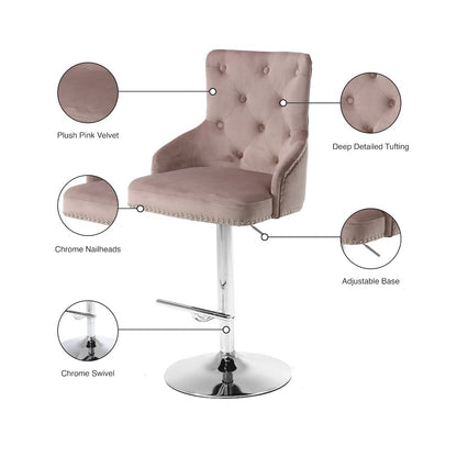 Claude Pink Velvet Adjustable Stool
