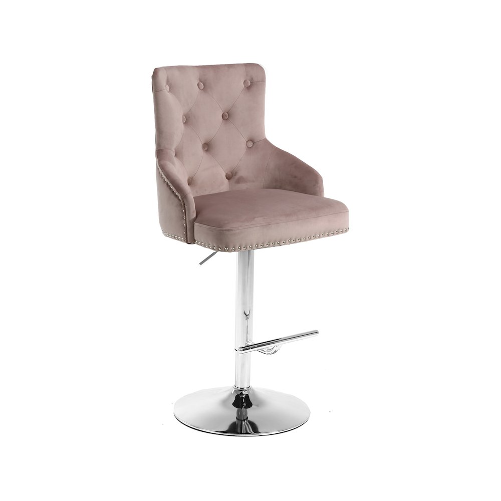 Claude Pink Velvet Adjustable Stool