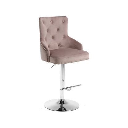 Claude Pink Velvet Adjustable Stool