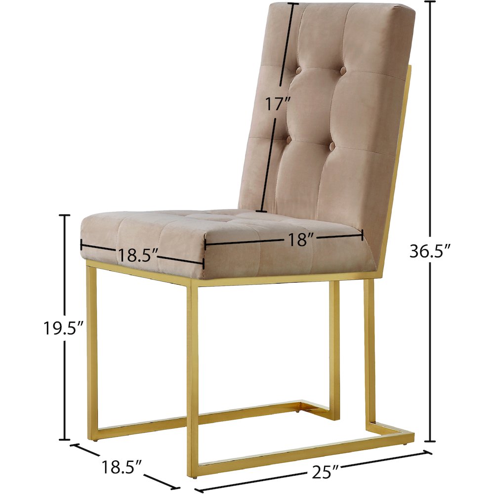 Pierre Beige Velvet Dining Chair, Set of 2