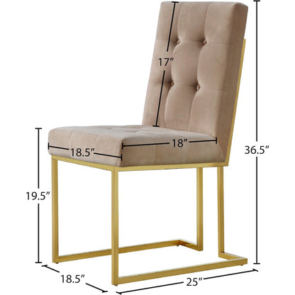 Pierre Beige Velvet Dining Chair, Set of 2