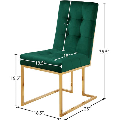 Pierre Green Velvet Dining Chair, Set of 2