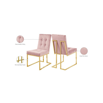 Pierre Pink Velvet Dining Chair, Set of 2