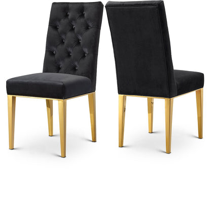 Capri Black Velvet Dining Chair, Set of 2