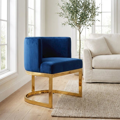 Gold Velvet Dining Chair with Arm Height 29.5 and Contemporary Design