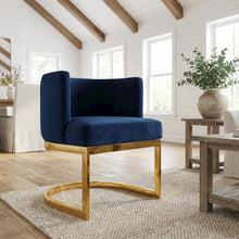 Gold Velvet Dining Chair with Arm Height 29.5 and Contemporary Design