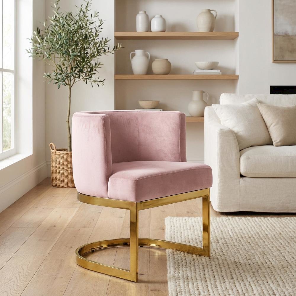 Gold Velvet Dining Chair with Armrests and Contemporary Design, 300 lb Capacity