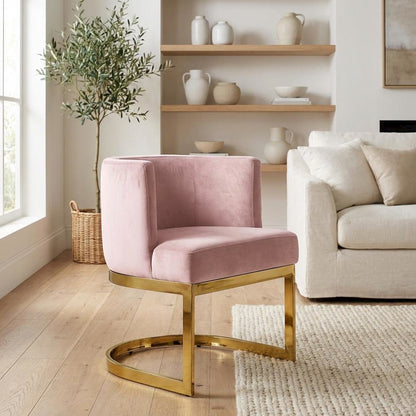 Gold Velvet Dining Chair with Armrests and Contemporary Design, 300 lb Capacity