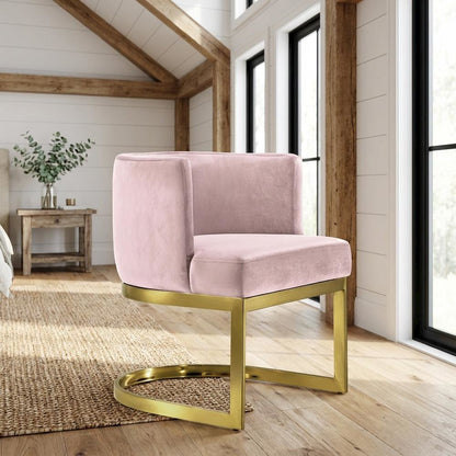 Gold Velvet Dining Chair with Armrests and Contemporary Design, 300 lb Capacity