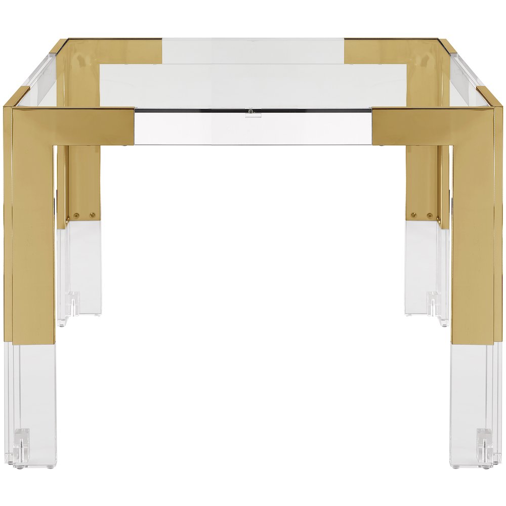 Casper 38" Gold GlassTop, Acrylic And Steel Base Dining / Game Table