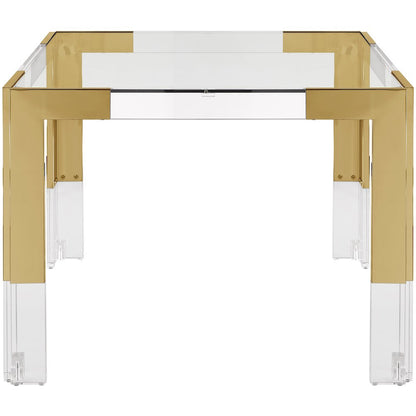 Casper 38" Gold GlassTop, Acrylic And Steel Base Dining / Game Table