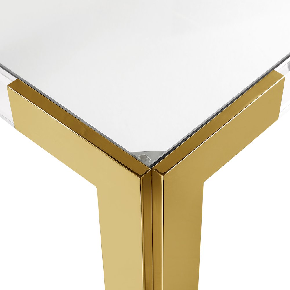 Casper 38" Gold GlassTop, Acrylic And Steel Base Dining / Game Table
