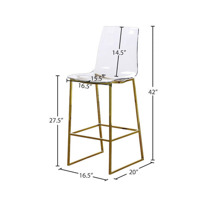 Lumen Gold Metal/Lucite Polycarbonate Stool