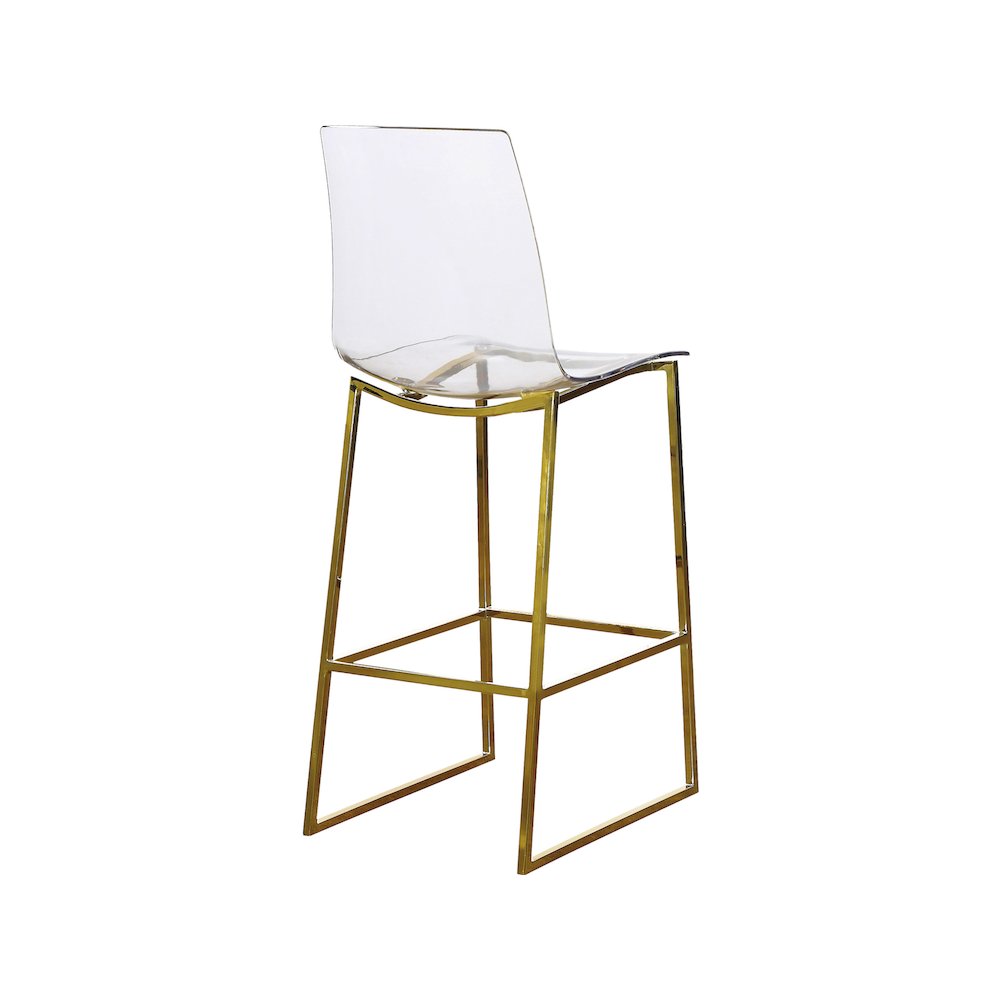 Lumen Gold Metal/Lucite Polycarbonate Stool