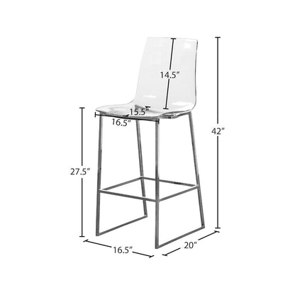 Lumen Chrome Metal/Lucite Polycarbonate Stool