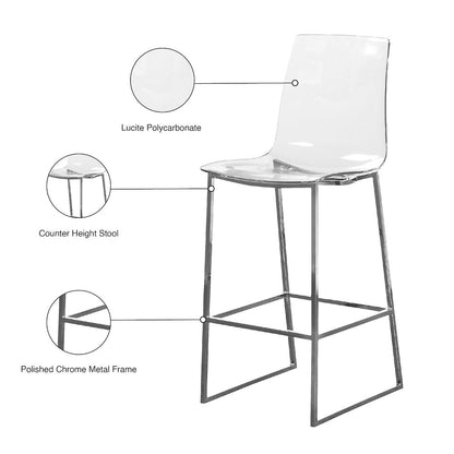 Lumen Chrome Metal/Lucite Polycarbonate Stool