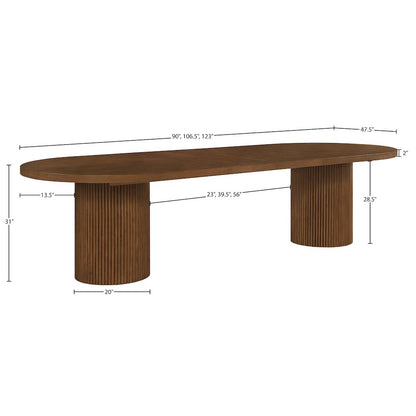 Belinda 90" / 106.5" / 123" Brown Oak Wood Dining Table