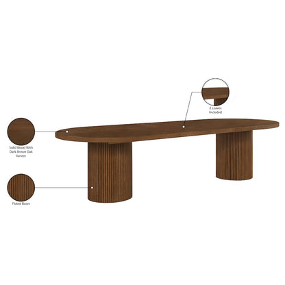 Belinda 90" / 106.5" / 123" Brown Oak Wood Dining Table