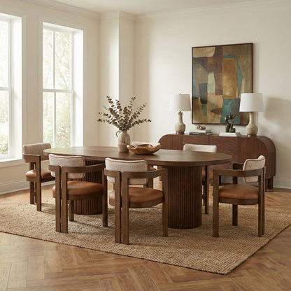 Belinda 90" / 106.5" / 123" Brown Oak Wood Dining Table