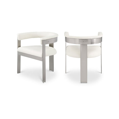 Romeo Cream Vegan Leather Dining Chair, Set of 2