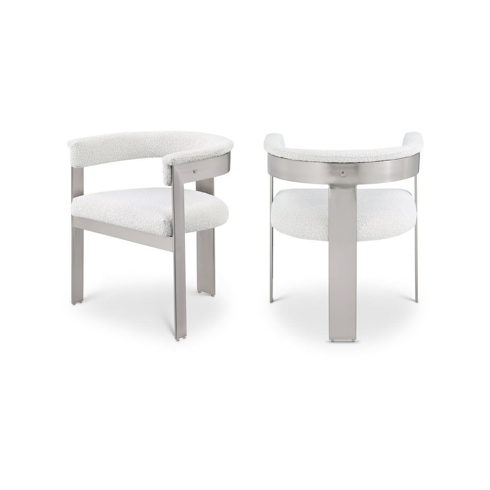 Romeo Cream Boucle Fabric Dining Chair, Set of 2