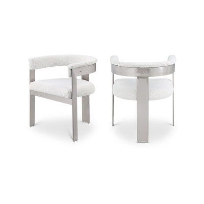 Romeo Cream Boucle Fabric Dining Chair, Set of 2