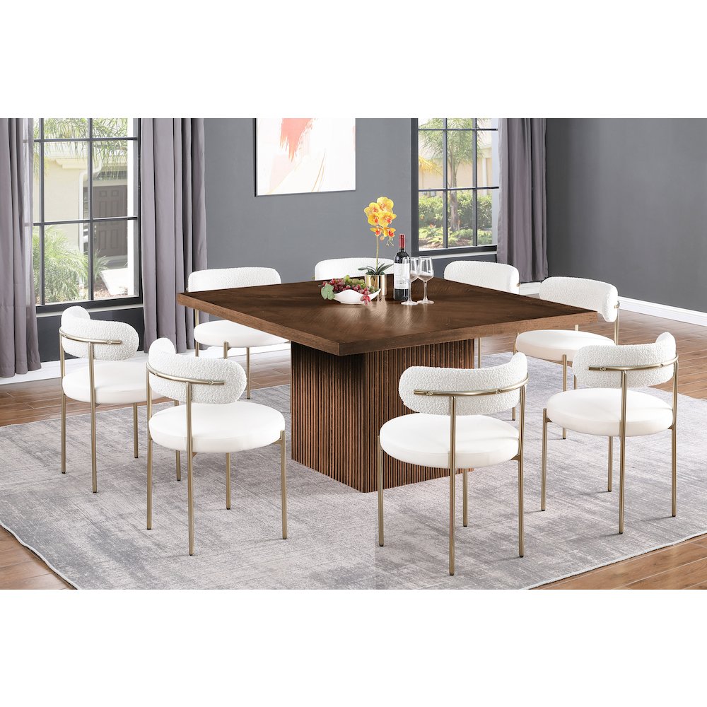 Belinda 54" Brown Beech Wood And Oak Veneer Dining Table