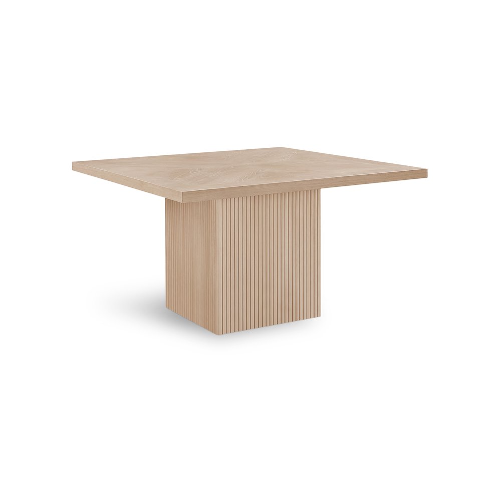 Square Rubberwood Dining Table with Mid-Century Modern Style, Natural Oak Veneer