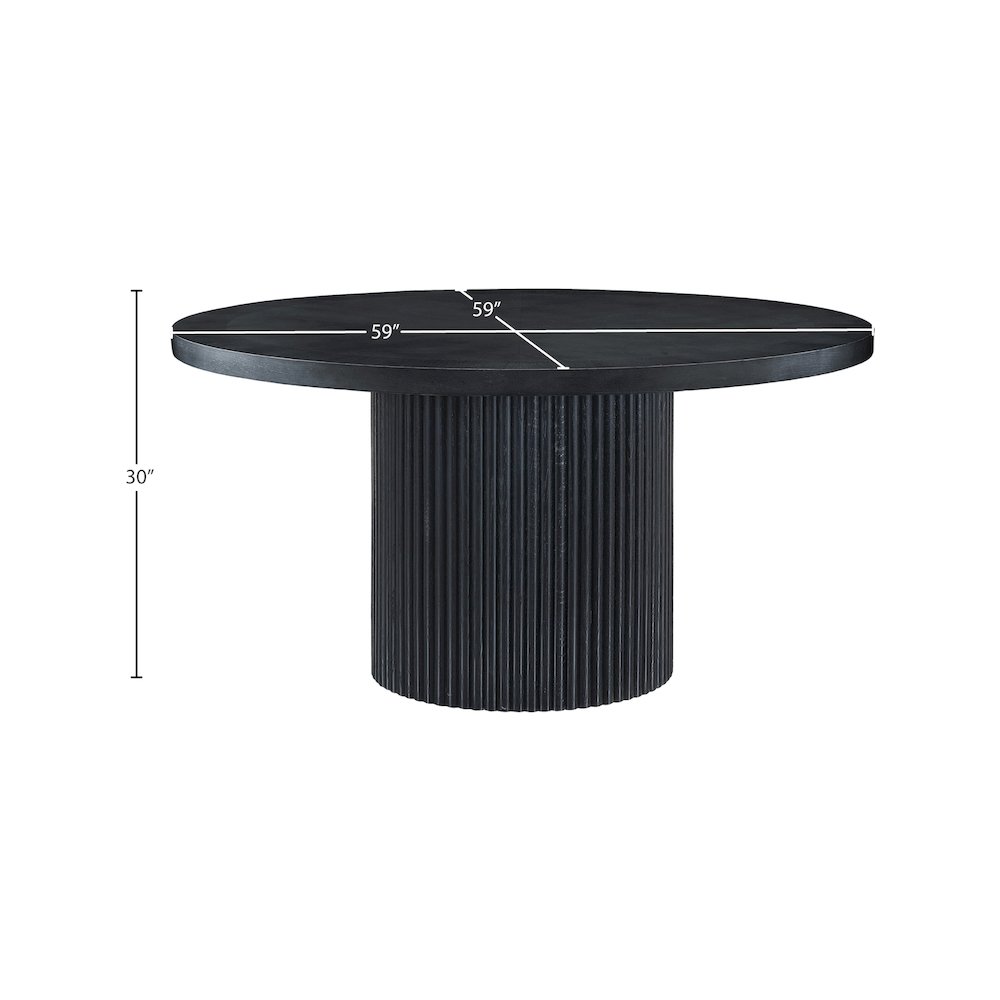 Belinda 60" Black Solid Wood and Oak Veneer Dining Table