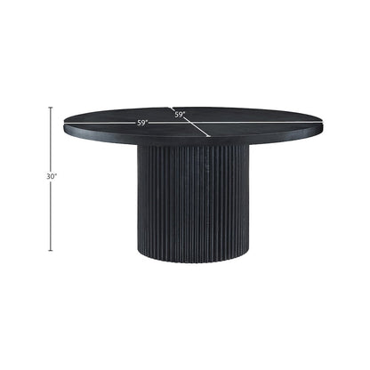 Belinda 60" Black Solid Wood and Oak Veneer Dining Table