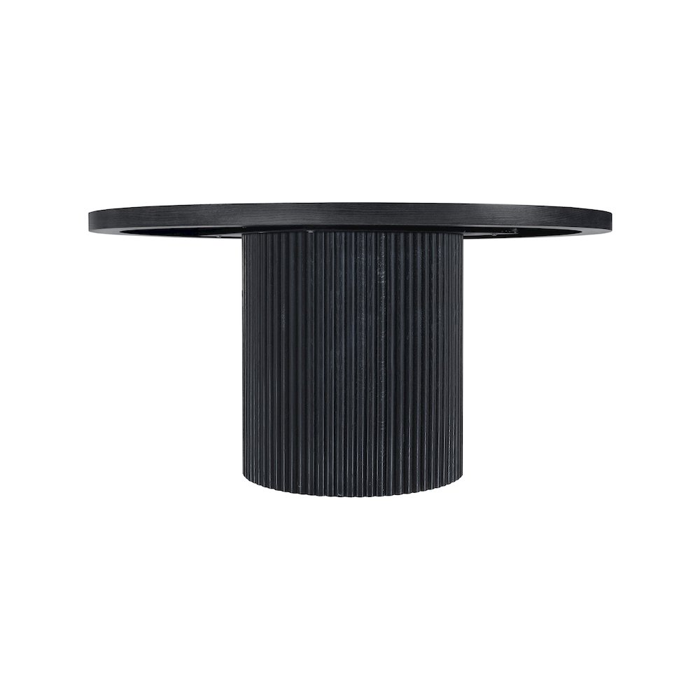 Belinda 60" Black Solid Wood and Oak Veneer Dining Table
