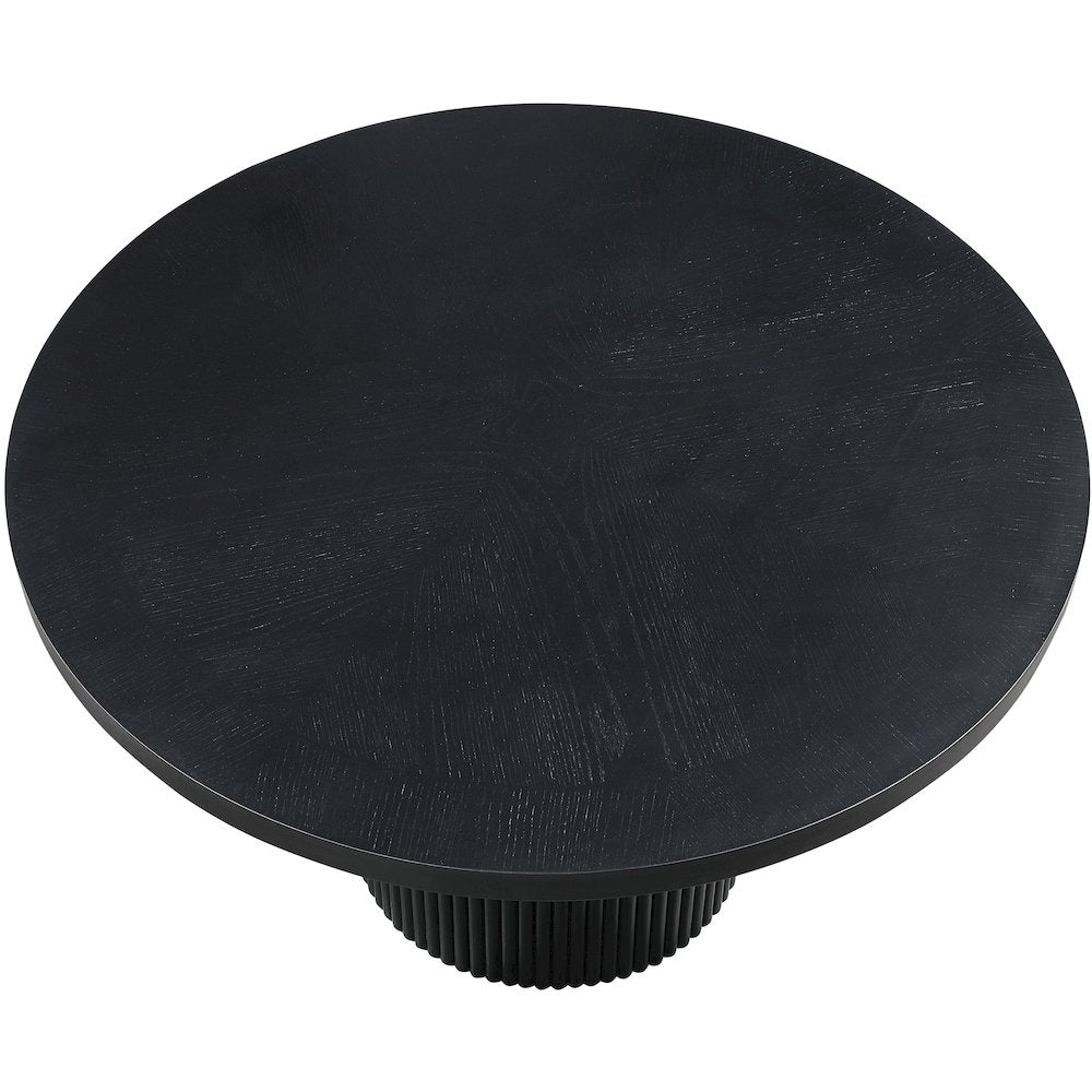 Belinda 60" Black Solid Wood and Oak Veneer Dining Table